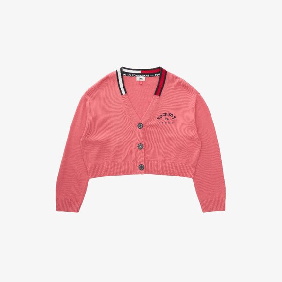 Tommy Jeans Cropped Knit Cardigan (Coral/Pink) 💖🇺🇸 - Picture 1 of 5